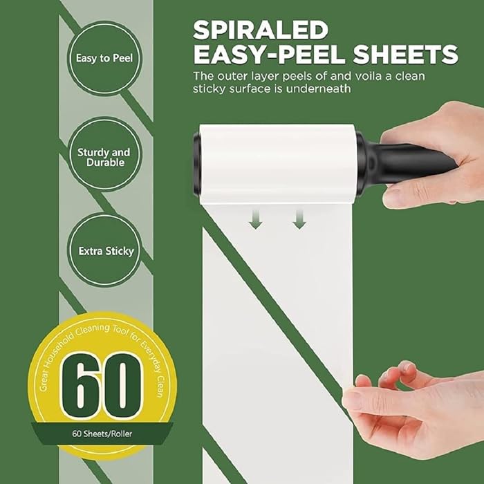 Lint Roller Set: Pet Hair Remover with 60 Refills &amp; Scrubbing Brush - Shop N Save