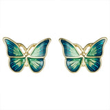 Ms. Swan Vintage Butterfly Studs: Sterling Silver Green Elegance - Shop N Save