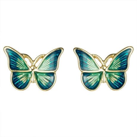 Ms. Swan Vintage Butterfly Studs: Sterling Silver Green Elegance - Shop N Save