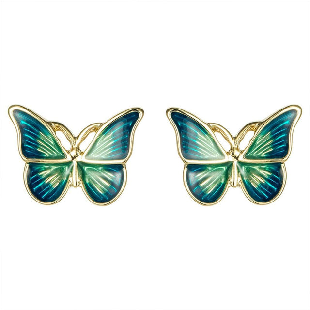 Ms. Swan Vintage Butterfly Studs: Sterling Silver Green Elegance - Shop N Save