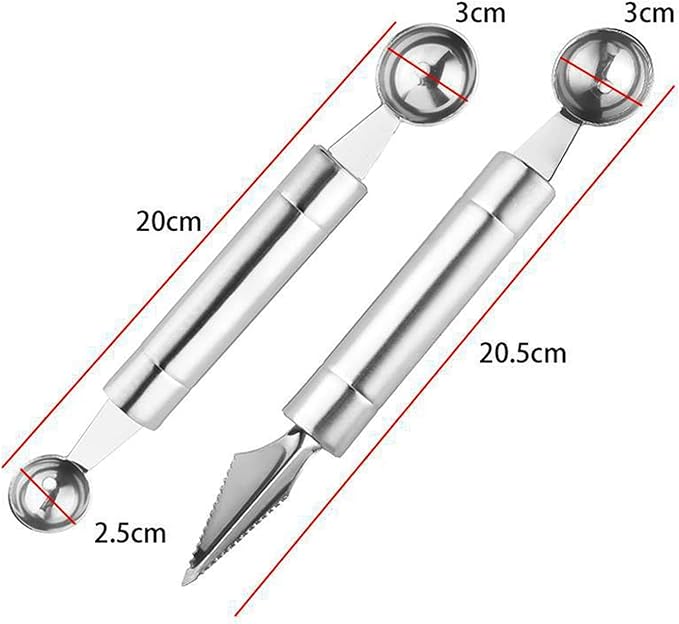 Stainless Steel Melon Baller Set - Dual Side Carving Tool for DIY Fruit Salads and Ice Cream Scooping - Shop N Save