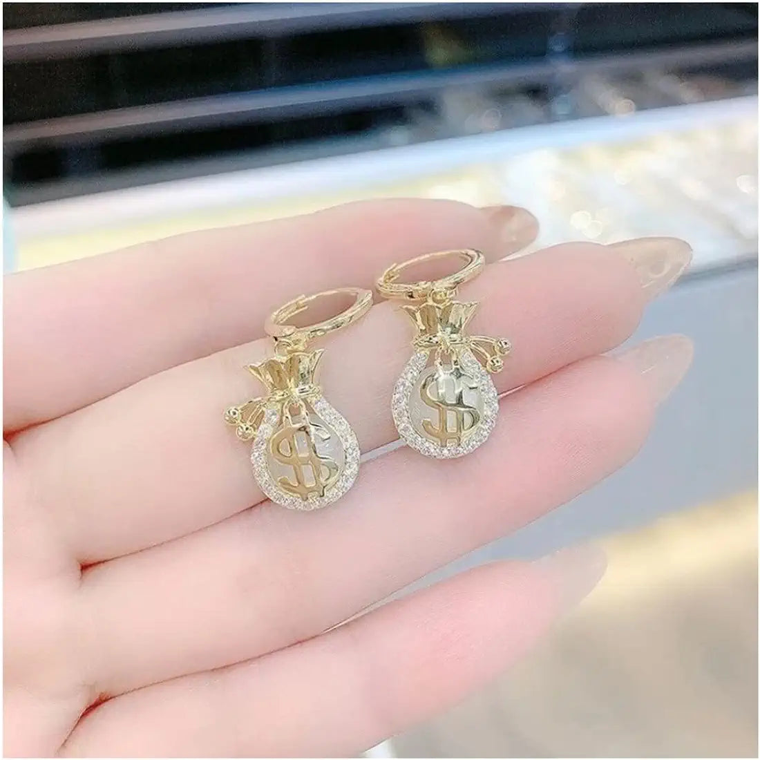 Dollar Sign Money Bag Earrings: Lucky Jewelry for Women &amp; Girls - Shop N Save