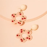 Pink &amp; Goldtone Cherry Drop Earrings: Elegant Nature-Inspired Style - Shop N Save