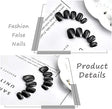 Cat Eye Glossy Black Square False Nails - 24pcs, Reusable, Daily Wear - Shop N Save