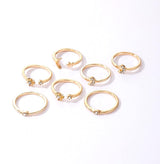 Vipomkowa 7-Piece Blue &amp; Gold Zircon Ring Set: Retro Metal Fashion for Women - Shop N Save