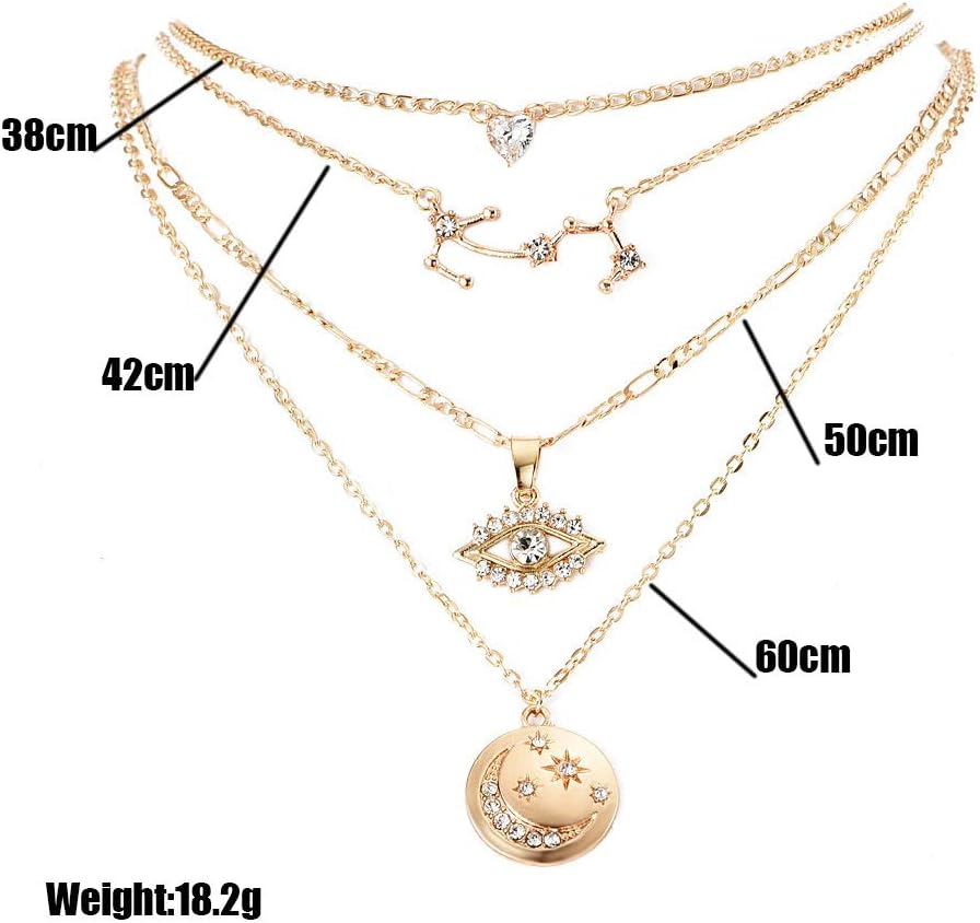 Layered Gold Choker: Crystal &amp; Evil Eye Pendant Jewelry for Women - Shop N Save