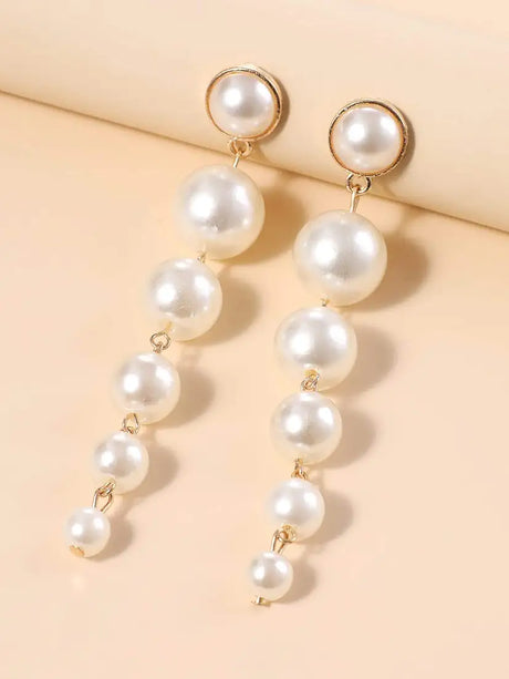 White Pearls Long Drop Earrings: Women's Fashion Accessory - Shop N Save