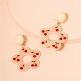 Pink &amp; Goldtone Cherry Drop Earrings: Elegant Nature-Inspired Style - Shop N Save