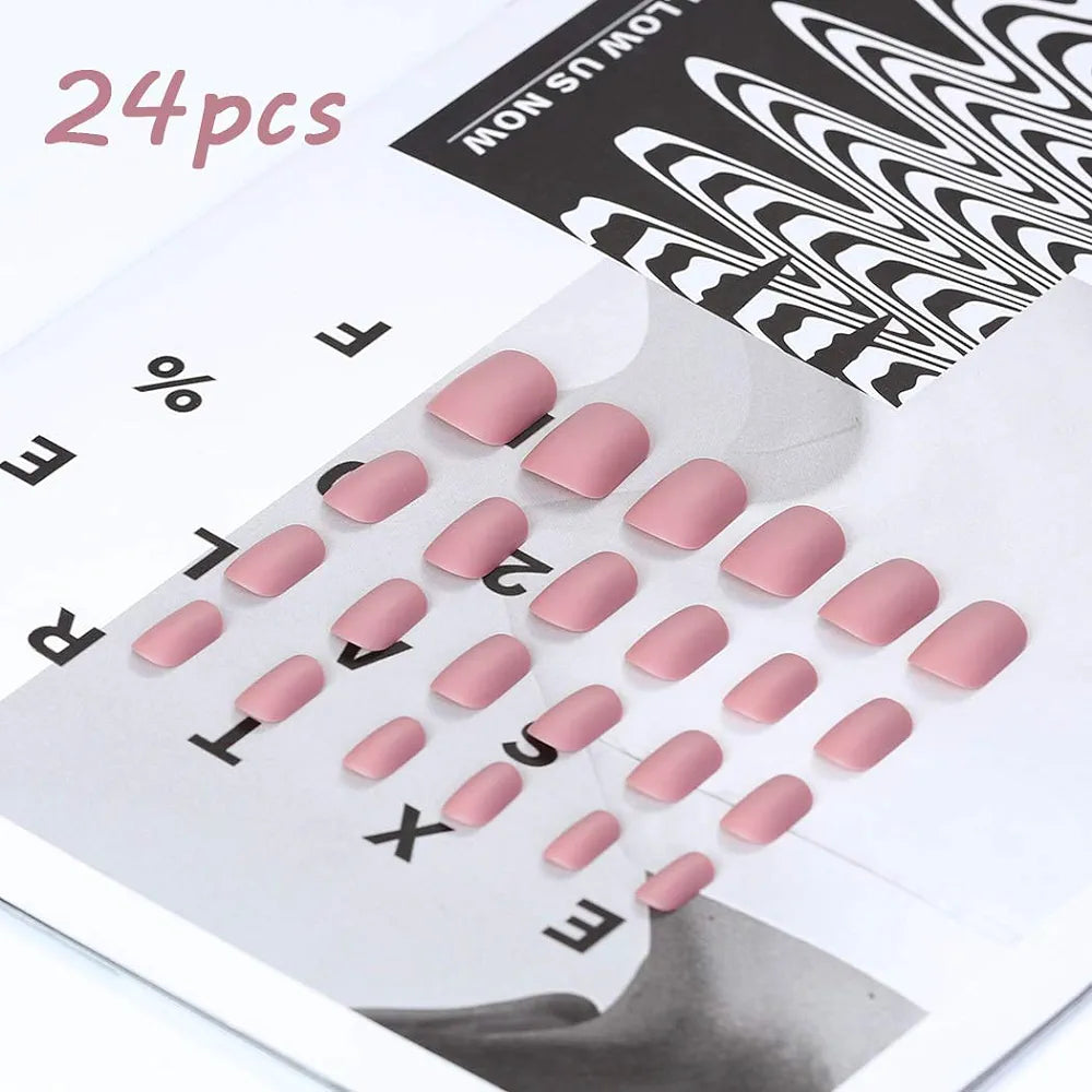 Edary Matte Purple Press-On Nails - 24pcs Short Square Art Nails for Women - Shop N Save