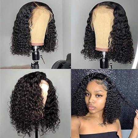 Short Curly Hair Wig - Middle-Parted Corn Perm