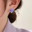 Geometric Purple Heart Earrings: Chic Daily Wear Floral Studs - Shop N Save