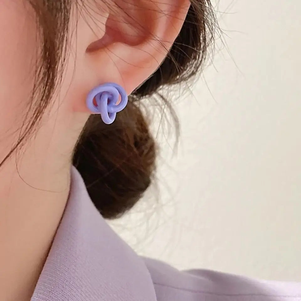 Geometric Purple Heart Earrings: Chic Daily Wear Floral Studs - Shop N Save