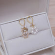 Cute Bear Earrings: 14K Gold, Pearl Crystal Studs for Women - Shop N Save