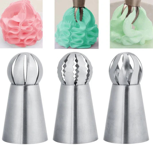 3 Pcs Torch Ball Nozzle Spout Cream Set - Silver - Shop N Save