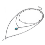 IPARAM Bohemian Crescent Necklace: Vintage Green Stone Pendant for Women - Shop N Save