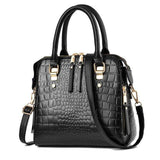 Ladies Fashion Crocodile Pattern Handbag - Wine Red - Shop N Save
