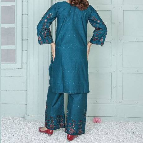 2 Piece Kurti Salwar Embroidery Set - Pure Cotton Collection Stylish Solid Color Light Weight Cotton Fabric Suit Top Bottom Salwar Kameez Indian Pakistani Embroidered Suit For Event Party Outdoor Dress - Dark Blue - Shop N Save