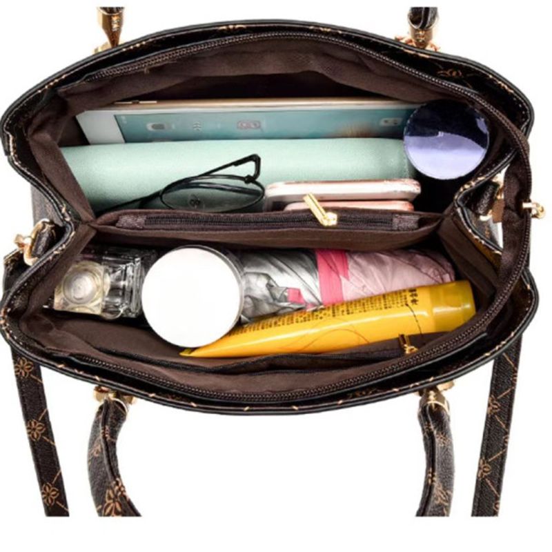 Elegant Geometric Floral Handbag: Spacious, Stylish, Versatile, High Quality - Shop N Save