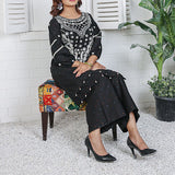 2 Piece Kurti Salwar Embroidery Set - Pure Cotton Collection Stylish Solid Color Light Weight Cotton Fabric Suit Top Bottom Salwar Kameez Indian Pakistani Embroidered Suit For Event Party Outdoor Dress - Black - Shop N Save