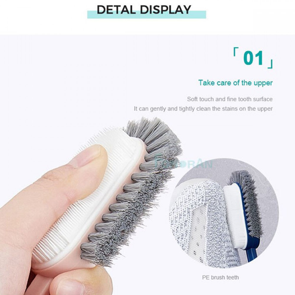 Soft Hair Household Long Handle Three-Sided Shoe Brush - Blue