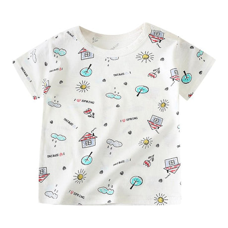 New Born Pure Cotton Short-Sleeved T-Shirt 0-7 Months Old - White - Shop N Save