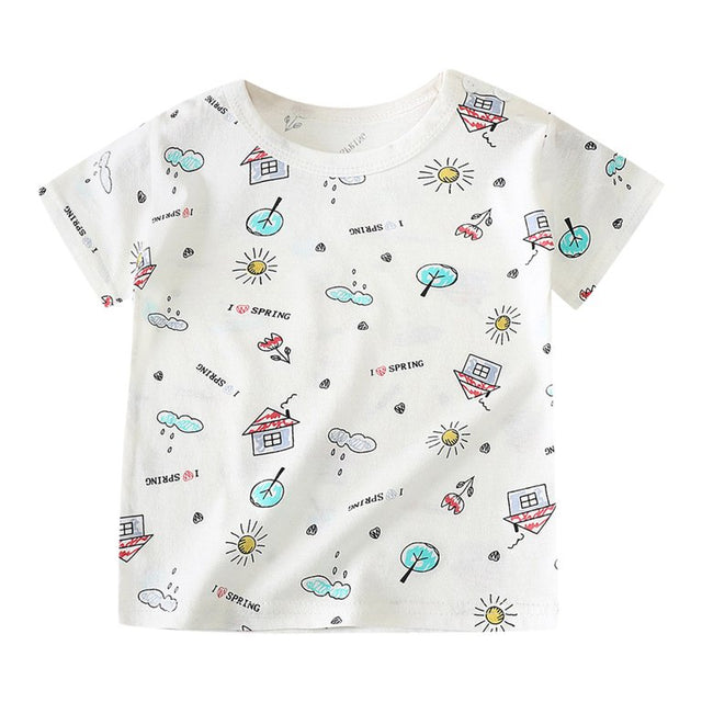 New Born Pure Cotton Short-Sleeved T-Shirt 0-7 Months Old - White - Shop N Save