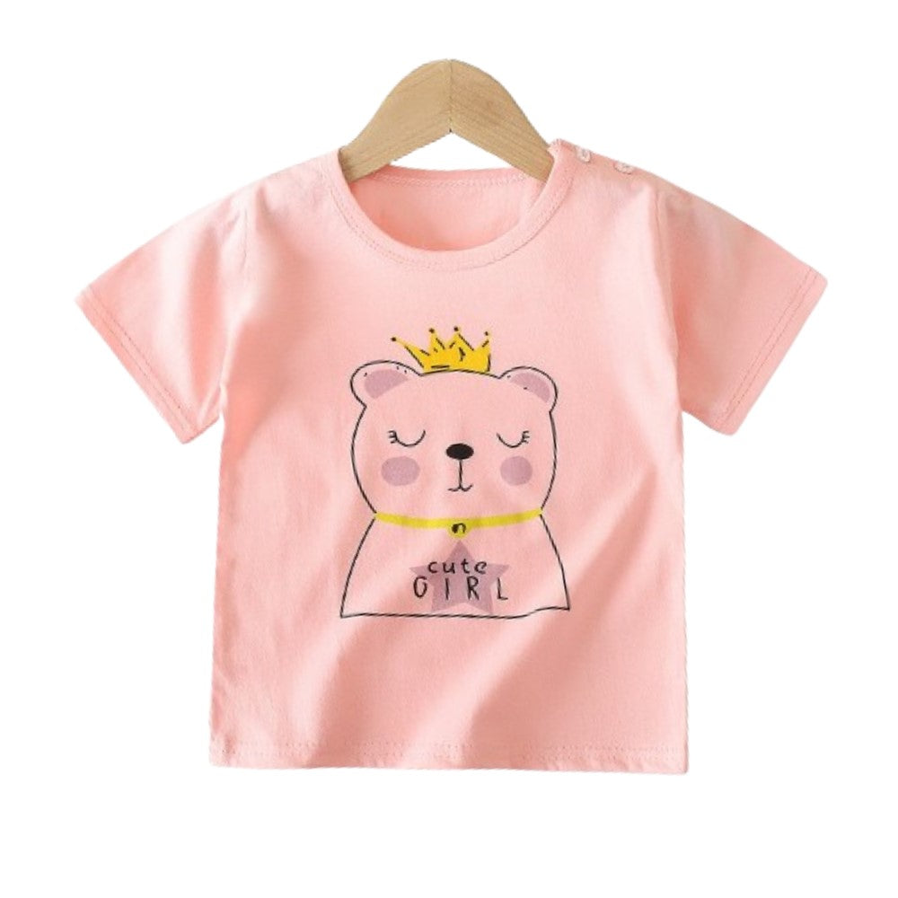New Born Pure Cotton Short-Sleeved T-Shirt 0-7 Months Old - Pink - Shop N Save