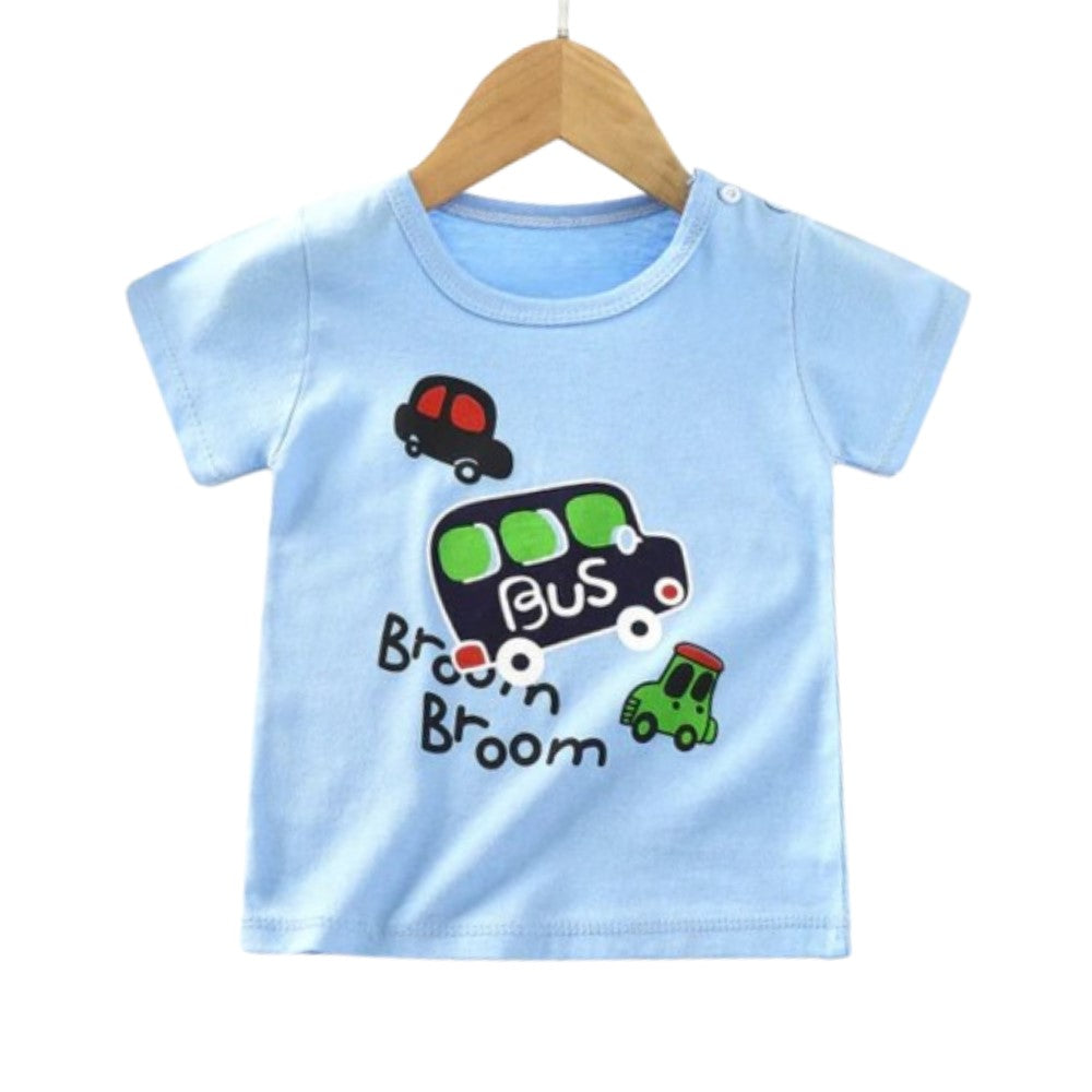 New Born Pure Cotton Short-Sleeved T-Shirt 0-7 Months Old - Blue - Shop N Save