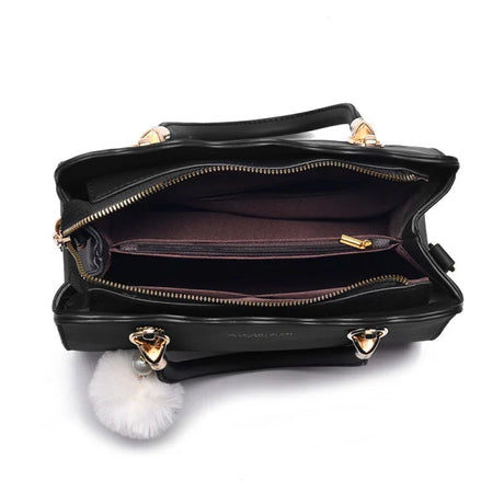 High Quality Black Handbag for Women Travel in Style with Personal Care and Letter Pattern Bags Double Handle with Tassel Embellishment - Shop N Save