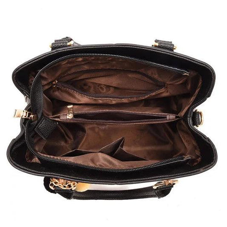 Top Handle PU Leather HandBag - Wine Red - Shop N Save