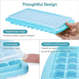 Wresetly Ice Cube Tray Easy Release Trays Spill Proof Container Scoop Blue