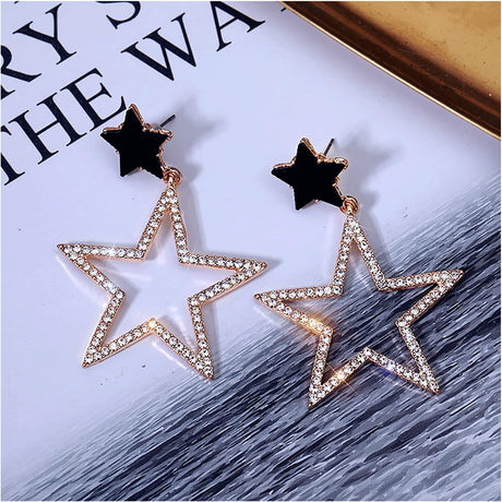 Silver Star Dangle Earrings: Rhinestone CZ Charm for Wedding &amp; Birthdays - Shop N Save