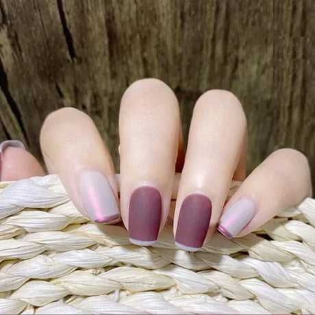 Purple &amp; White French Press-On Nails - Designs, Full Cover, Square Tips, Glue - Shop N Save