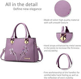 Ladies High Quality Flower Embroidered Handbag - Purple