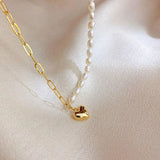 Golden Silver Love Pearl Necklace: Elegant Boutique Pendant - Shop N Save
