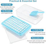 Wresetly Ice Cube Tray Easy Release Trays Spill Proof Container Scoop Blue