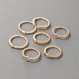 Vipomkowa 7-Piece Blue &amp; Gold Zircon Ring Set: Retro Metal Fashion for Women - Shop N Save