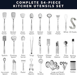 Collins 54 PCs Stainless Steel Kitchen Utensils Set - Nonstick Stainless Steel Cooking Utensils Set - Heat Resistant Kitchen Essentials & Metal Kitchen Gadgets