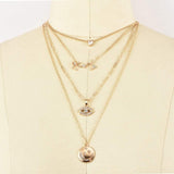 Layered Gold Choker: Crystal &amp; Evil Eye Pendant Jewelry for Women - Shop N Save
