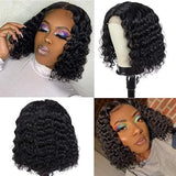Short Curly Hair Wig - Middle-Parted Corn Perm