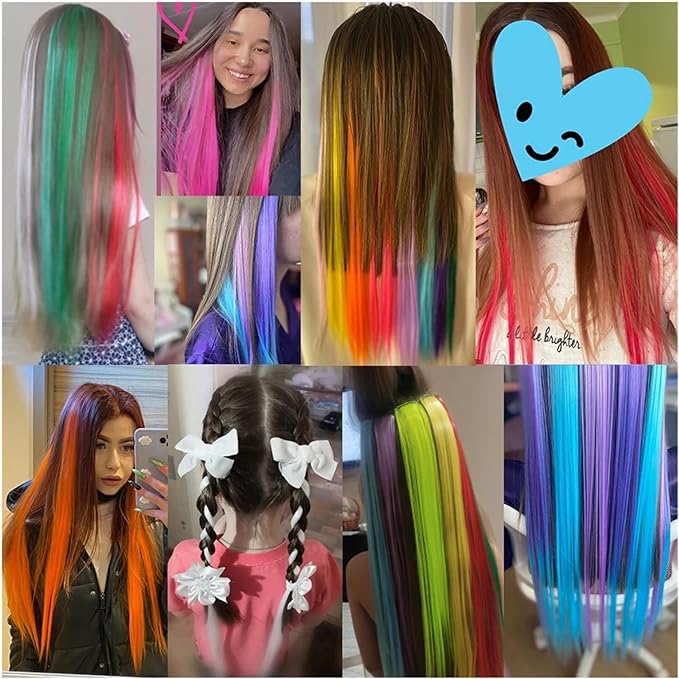 Wig Hair Extensions: Colored, Straight, High-Temperature Silk