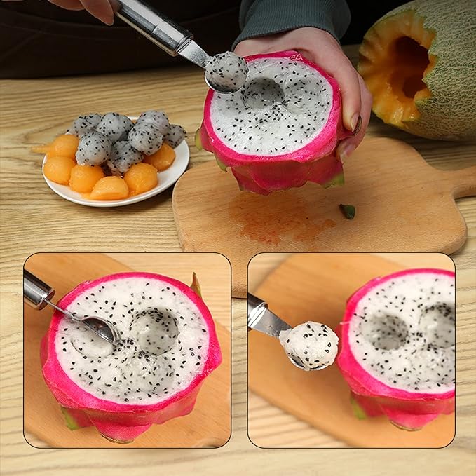 Stainless Steel Melon Baller Set - Dual Side Carving Tool for DIY Fruit Salads and Ice Cream Scooping - Shop N Save