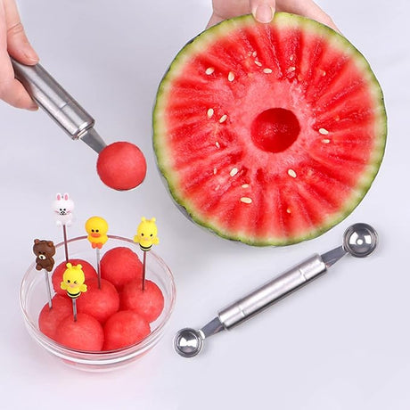 Stainless Steel Melon Baller Set - Dual Side Carving Tool for DIY Fruit Salads and Ice Cream Scooping - Shop N Save