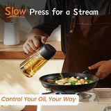TrendPlain 16oz Olive Oil Dispenser Bottle for Kitchen - 2 in 1 Oil Dispenser and Oil Sprayer for Cooking, Air Fryer, Salad, 470ml Olive Oil Sprayer Black