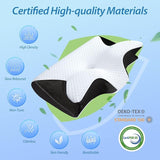 HOMCA Memory Foam Cervical Pillow, 2 in 1 Ergonomic Contour Orthopedic Pillow for Neck Pain, Contoured Support Pillows for Side Back Stomach Sleepers