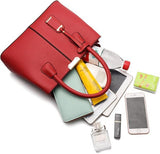 Large Capacity Solid Color Popular Handbag - Wine Red