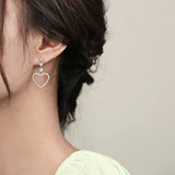 Diamond Pierced Girls Love Earrings - Silver