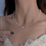 Korean Pearl Butterfly Choker: Elegant Wedding &amp; Party Necklace - Shop N Save