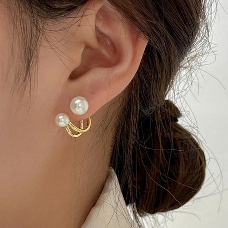 Retro Pearl Pendant Studs: Classic &amp; Trendy Fashion Earrings - Shop N Save