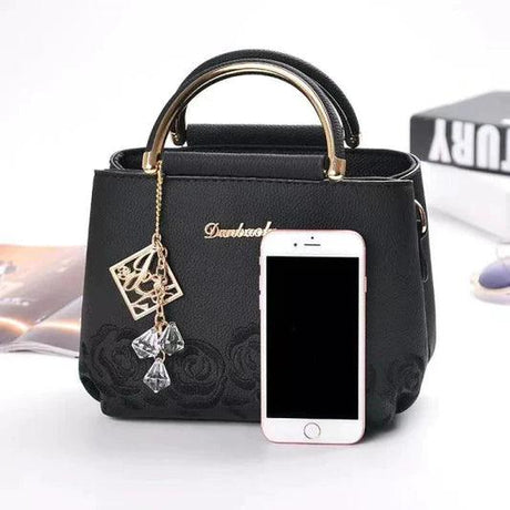 New Design Ladies Rose Embroidery Handbag - Black - Shop N Save